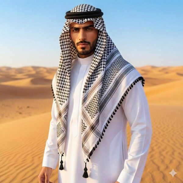 Black & White Arafat Scarf | 52×52 cm